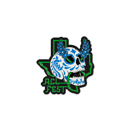 Bluebonnet Skull Pin