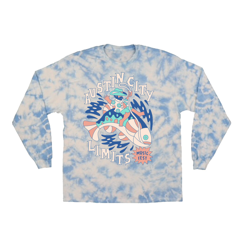 Bucking Bass Tie Dye Lineup Longsleeve Tee