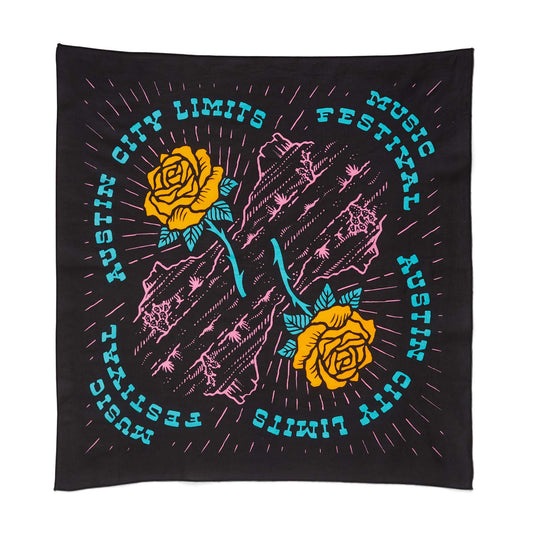 2022 ACL Yellow Rose Collection Bandana : Black
